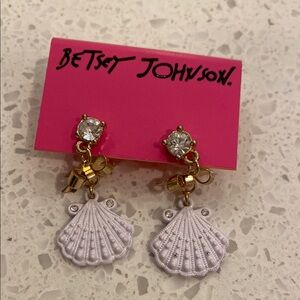 Betsey Johnson Gold and White Shell Earrings